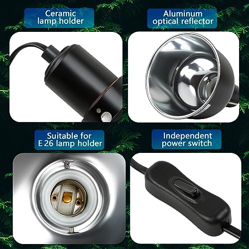 Reptile Light Fixture, 5.5 inch Optical Reflection Deep Dome Heat Lamp Fixture, UVB Heat Basking Lamp Fixture for Amphibian Reptile Terrariums - size: 5.5in Deep Dome