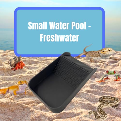 Hermit Crab Watering Pool | Platform Pool Accessory with Access Ramp for Hermit Crabs | 6.5" x 4" | Made in USA (Fresh Only, Black) - color: Fresh Only, Black
