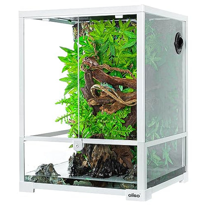 30 Gallon Reptile Tank 18" x 18" x 24" Reptile Terrarium, Full View Glass Terrarium Tank with Double Hinge Door for Reptiles Amphibians, Bearded Dragon Gecko Lizard Snake - size: 18" x 18" x 24"