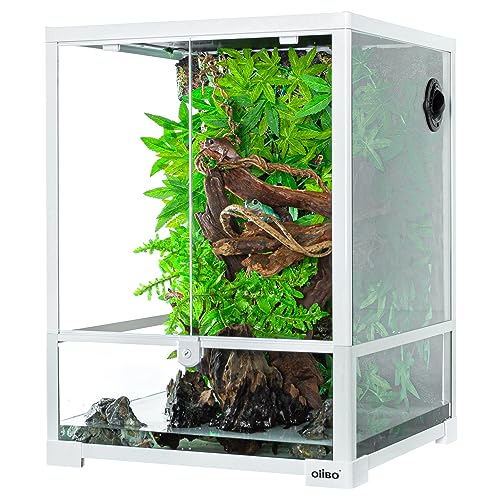30 Gallon Reptile Tank 18" x 18" x 24" Reptile Terrarium, Full View Glass Terrarium Tank with Double Hinge Door for Reptiles Amphibians, Bearded Dragon Gecko Lizard Snake - size: 18" x 18" x 24"