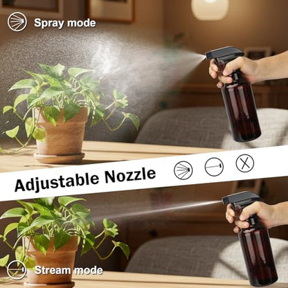 16.9oz Glass Spray Bottles 2 Pack,Mist/Stream Spraying | Adjustable Refillable Containers for Hair Care, Cleaning Solutions, Plants, Essential Oils - color: Brown, size: 16.9oz