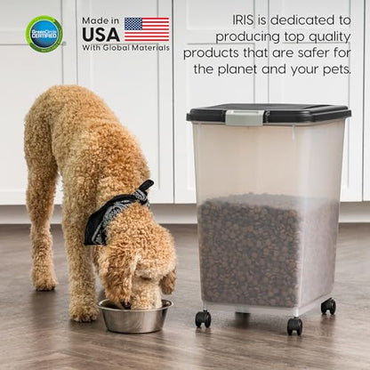 IRIS USA Dog Food Storage Container, 2-Pack, Up to 54 lbs, Black | Made in the USA, Comes w/ Wheels & 2-Cup Scoop, Airtight Seal, BPA-Free, Bird Seed, Cat food, Cat Litter, Multi-Pet Household - color: Black, size: 54 lbs - 2 Pack