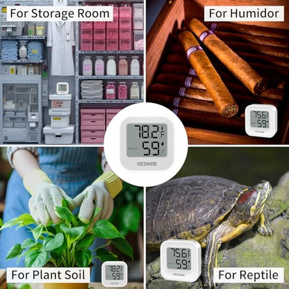 Digital Hygrometer Thermometer for Room Temperature Humidity Meter Indoor Thermometer Accuracy Calibration LCD Temperature Sensor, Bedroom, Baby Room, Office, Greenhouse, Cellar - color: White