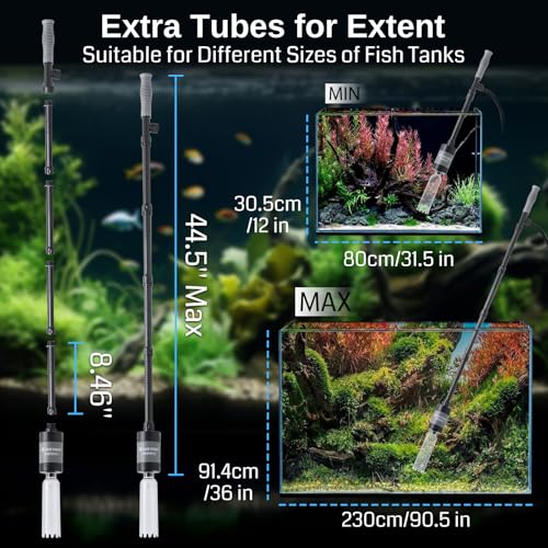 SainSmart XpertMatic Aquarium Gravel Cleaner, 528GPH/28W Powerful Fish Tank | Adjustable Water Flow Aquarium Cleaner Kit, Electric Gravel Vacuum for Sand Washing and Water Changing