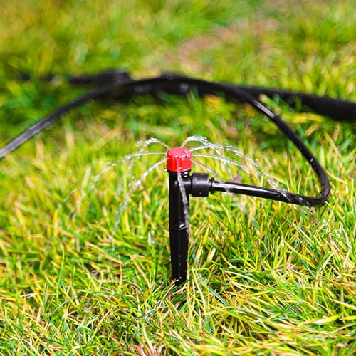 Push-to-Fit Drip Irrigation Emitters for 1/4" Drip Irrigation Tubing, 30 Pieces Adjustable 360 Degree Water Flow Drippers Sprayer on Stake 360° Full Circle Multi-Stream Irrigation Drippers - size: Push-to-fit Stream Emitters - 30 Pieces