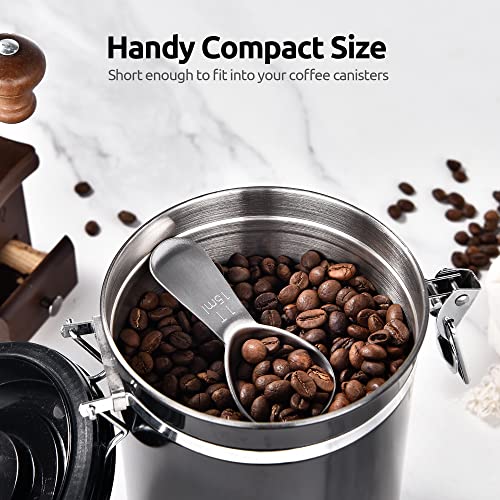 U-Taste 1 Tablespoon Metal Measuring Spoon Set of 2 with Short Handled Measure Scooper (Silver, 1Tbsp/15ml) and 8in Kitchen Plating Tweezer:18/8 Stainless Steel Food-Grade Metal Food Tong (Round Tip)