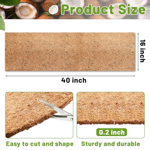 Remiawy Coco Liner Fiber Roll, 16 x 40 Inch Natural Coconut Coir Liner Sheet Coco Mat for Planter Flower Basket, Garden Decoration, Reptile Carpet, Animal Pet Pad, Window Box, DIY Moss Pole, Tortoise - size: 16X40 Inch