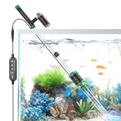 AKKEE Aquarium Vacuum Gravel Cleaner, 36W Electric Fish Tank Cleaner Vacuum, 8 in 1 Multifunctional Aquarium Cleaner for Automatic Water Change, Wash Sand, Water Circulation and Timed Off，Green