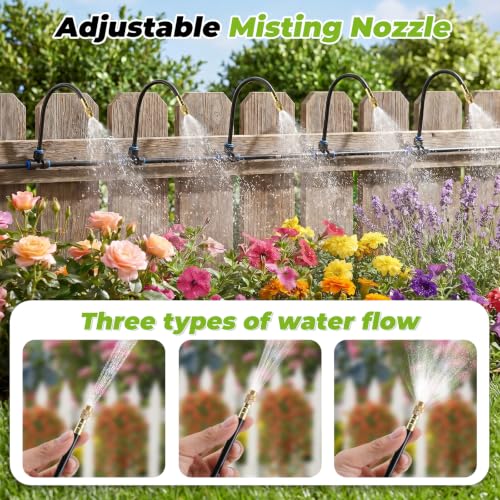 200 Ft 1/4 Inch Drip Irrigation System with 32 Copper Nozzles | Complete watering kit includes 32 adjustable copper sprayers, tubing, fittings, stakes, filters and quick-connect parts.