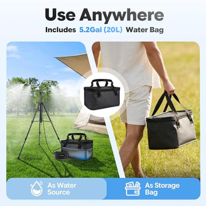 Portable Standing Misting System, 4.8FT Adjustable Tripod Base | 12,000mAh Pump, 20L Bucket, 4 Misting Nozzles, Stand Mister For Backyard, Pool, Beach, Camping, Picnic, RV - size: with Adjustable Stand
