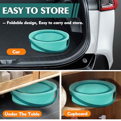 Collapsible Bucket 1.3 Gallon/5L Small Plastic Household Cleaning Mop Buckets Foldable Water Bucket for Car Wash Fishing Camping Beach (Green) - color: Green