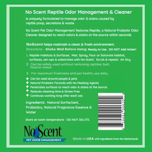 No Scent Reptile Tank Cleaner Spray & Pet Odor Management for Bearded Dragon, Turtle, Lizard Terrarium Freshener (8 Fl Oz / 237 mL) - size: 8 Fl Oz (Pack of 1)