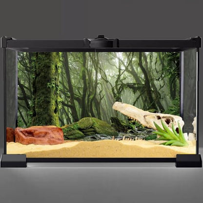 AWERT Foggy Forest Terrarium Background Stream Green Huge Tree Reptile Habitat Background Tropical Rainforest Aquarium Background 48x24 inches Durable Polyester Background - size: 48x24in/120x60cm
