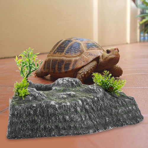DOITOOL Turtle Basking Platform and Climbing Ramp with Realistic Rock Sculpture, Floating Turtle Resting Habitat Decoration for Aquarium Fish Tank and Reptile Climbing Accessory