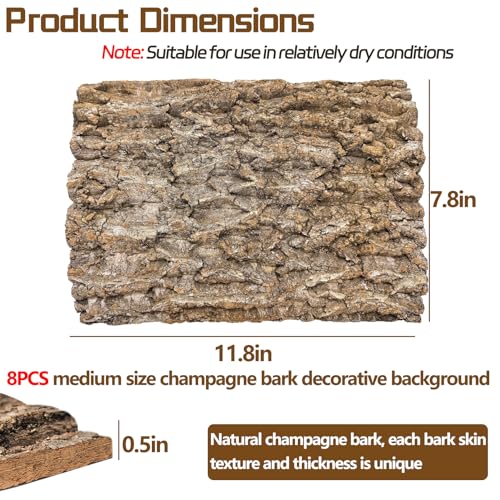 Cork Terrarium Background 11.8x7.9in 10PCS Natural Reptile Cork Bark Flats Terrarium Board Bearded Dragon Climbing Wall Mat Tank Accessories Decor for Lizard Chamelon Snake Turtle Spider Crested Gecko - size: 10PCS-11.8x7.9in