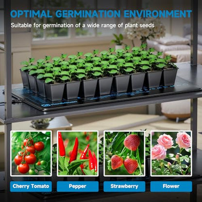 Hon&Guan 2 Packs 10"x 20.75" Seedling Heat Mat with Digital Thermostat | PVC/PET layers, IP67 surface, 41-113°F control, 0-24h timer, overheating protection, for seedlings, brewing and reptiles - size: 10"x 20.75" 2 Pack