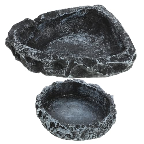 ORFOFE 2pcs Reptile Water Dish Food Feeding Container Water Storage Basin for Turtles Snakes Lizards for Easy Care and Habitat Decoration