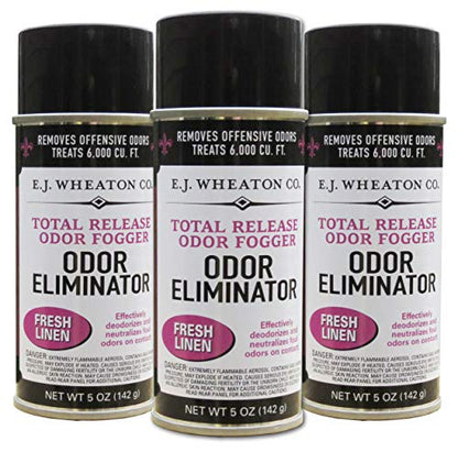 Odor Eliminator, Total Release Odor Fogger, 3 Pack, Effectively Deodorizes and Neutralizes Foul Odors on Contact, Fresh Linen (5 OZ)