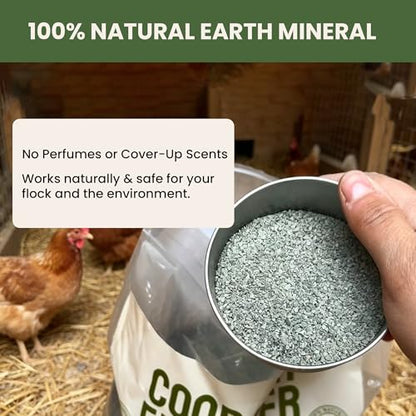 Chicken Coop Refresher - 20 Pounds: All-Natural Odor Eliminator, Moisture Absorber, and Ammonia Neutralizer - Deodorizer,Chicken Coop Accessories for Chickens Run- Remove Smell of Chicken Coops | Ammonia Neutralizer Zeolite Deodorizer Chicken Coop Accesso
