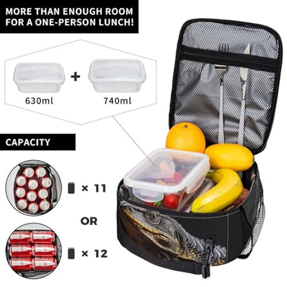 Lunch Bag for Women Men Adult Insulated Reusable Lunch Box Reptile Monitor Lizard Leakproof Cooler Tote Bag Large Capacity Lunch Tote Bags Lunch Container for Work Travel Picnic