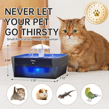 Veken Award-Winning Small Pet-Friendly Cat Water Fountain with Quiet Pump, Easy to Clean & Assemble, 50oz Mini Pet Water Dispenser Gifts for Cats, Dogs and Small Animals, Blue - color: Plastic-Blue