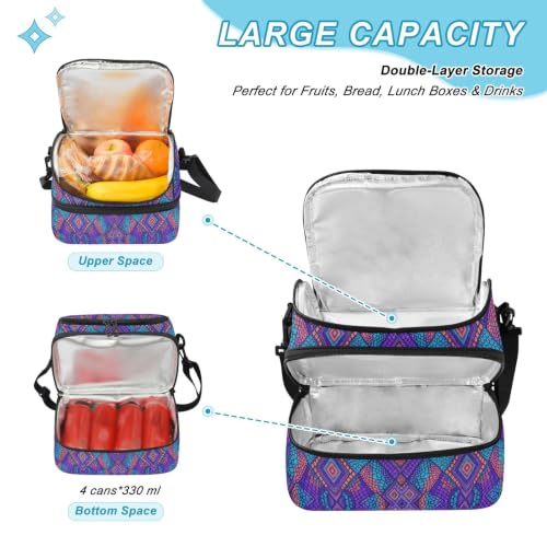 Emelivor Snake Skin Insulated Lunch Bag Container Tote for Student | 8L Double Deck,Large Lunch Box with Shoulder Strap,Thermal Meal Prep Cooler,Suitable for School Work Picnic Office Travel