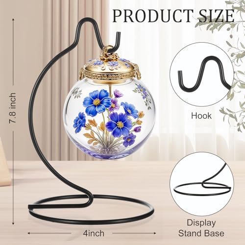 Lemecima Ornament Display Stand Holder Hanger Stands Glass Ball Ornament Holder Metal Iron Hanging Hanger for Display Terrarium Air Plant(20 Pcs)