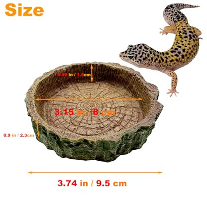 2 Pack Reptile Food Bowls, Reptile Feeding Terrarium Bowls for Bearded Dragon Lizard Frog Gecko Tortoise Hermit Crab Snail (Brown A) - color: Brown - 2 Pack M Round Bowls