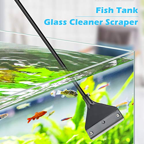 Pronetcus Algae Scraper for Glass Aquariums, Fish Tank Cleaner, Aquarium Algae Scrapers with 10 Stainless Steel Blades. - size: 16.15 Inch