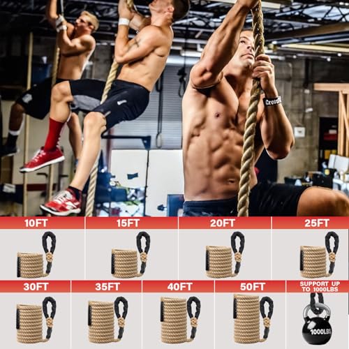 Climbing Rope Gym Workout - 10FT 15FT 20FT 25FT 30FT 35FT Heavy Duty Jute Thick Ropes for Adults Strength Training Outdoor Tree Swing Indoor Home Fitness Exercise - 1.5 Inch - size: 15FT