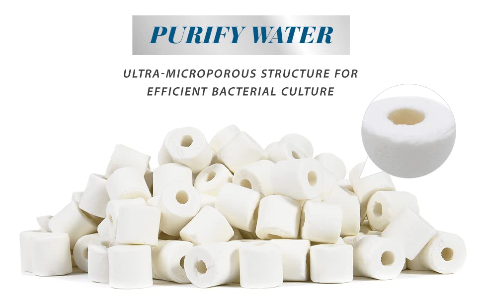 Aquarium Premier Bulk Bio Ceramic Rings Filter Media, 2 lbs | Fresh Water, Sea Water Fish Tank, Canister Filter, Koi Fish Pond Reef Filter - size: 2 lbs