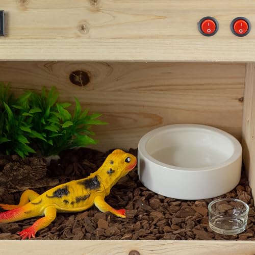 OMEM Worm Dish Mini Reptile Food Bowl Ceramics Made Mealworms Bowls Anti-Escape for Lizard Gecko Leopard Bearded Dragon (L) - size: L