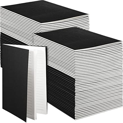 100 Pcs Journals Notebooks Bulk - Kraft Softcover A5 Small Notebooks 5.5 Inch x 8.3 Inch Notepads with 60 Page 30 Sheet for Writing Sketch Travel Office Supplies(Black,Lined) - color: Black, style: Lined