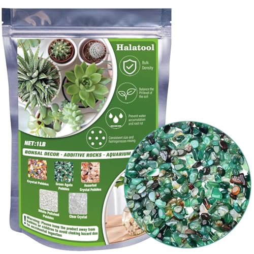 Halatool 1LB Green Agate Aquarium Gravel, 0.35"-0.6" Landscaping Pebbles | Polished, Safe, Fish Tank Gravel for Fish Tanks, Succulents, Plant Top Dressing, Fairy Gardens, Vase Filler, Home Decor - size: 1 LB, style: Green Pebbles