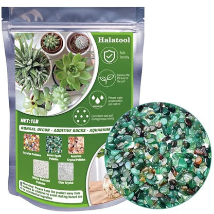 Halatool 1LB Green Agate Aquarium Gravel, 0.35"-0.6" Landscaping Pebbles | Polished, Safe, Fish Tank Gravel for Fish Tanks, Succulents, Plant Top Dressing, Fairy Gardens, Vase Filler, Home Decor - size: 1 LB, style: Green Pebbles