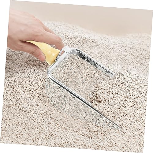 Cat Litter Scoop with Wood Handle Pet Waste Shovel for Efficient Cleaning for Cat Litter Box Reptile Containers Comfortable Grip Tightly Spaced for Easy Waste Removal