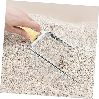 Cat Litter Scoop with Wood Handle Pet Waste Shovel for Efficient Cleaning for Cat Litter Box Reptile Containers Comfortable Grip Tightly Spaced for Easy Waste Removal