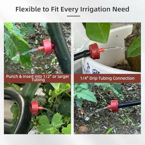 60PCS 4 GPH Pressure Compensating Drip Irrigation Spot Watering Drippers/Emitters, Self-Cleaning Constant Flow Drip Irrigation Emitters Heads Irrigation Drippers Parts for Drip Irrigation System - color: 60PCS, size: 4 GPH