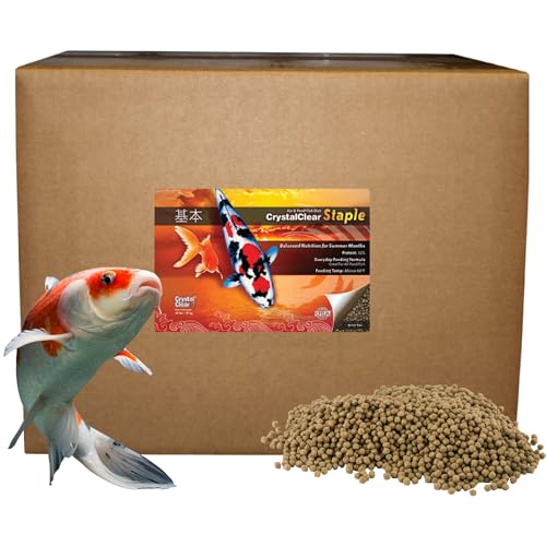 CrystalClear Staple Pond Fish Food for Koi & Goldfish, 40 Pound Bucket | Protein packed floating pellets for summer nutrition with easy digestion to support healthy growth and vitality - size: 39.68 Pound (Pack of 1)