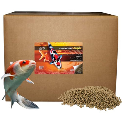 CrystalClear Staple Pond Fish Food for Koi & Goldfish, 40 Pound Bucket | Protein packed floating pellets for summer nutrition with easy digestion to support healthy growth and vitality - size: 39.68 Pound (Pack of 1)