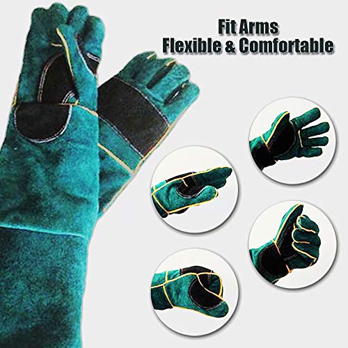 YBB Animal Handling Anti-bite/Scratch Gloves for Dog Cat Bird Parrot Pet (Green) - color: Dark Green