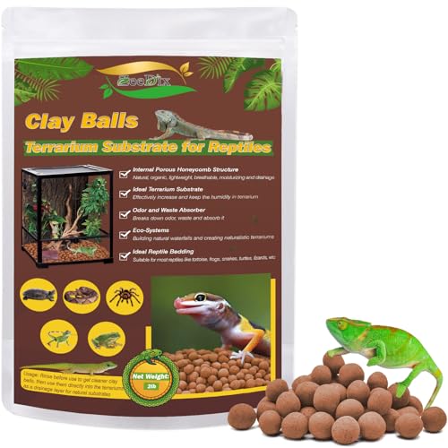 Reptile Substrate Clay Balls for Terrarium, 2 LBS | Organic Expanded Clay Pebbles, Moisturizing & Drainage False Bottom Substrate for Reptiles & Amphibians, Bioactive Substrate - color: 2LBS
