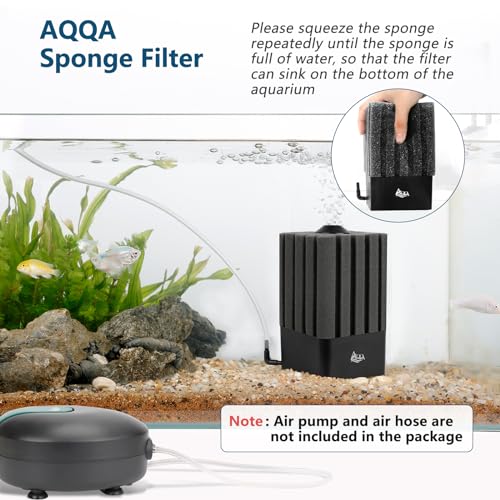 AQQA Aquarium Filter Fish Tank Sponge Filter Whisper Submersible Filters | Aquarium Foam Filter for Freshwater & Saltwater (Medium for 20-110 Gallon) - size: Medium