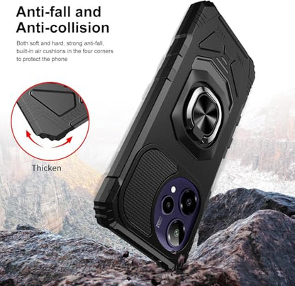 for Cricket Icon Pro SN512C 2026 Robotic Ring Stand Hybrid Cover Phone Case + Extreme Band (Black) - color: Black