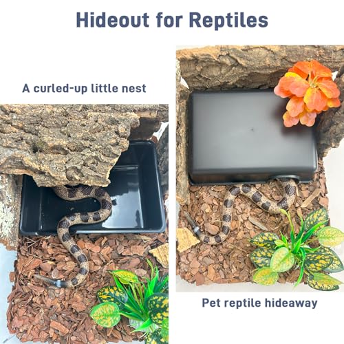 2 Pcs Humid Hideout Cave for Reptiles, Snake Hide for Ball Pythons, Gecko Hide, Leopard Geckos, Bearded Dragons,Compact Terrarium Decor with Easy-Clean Design (9.5"x6.7"x2.2" Large) - size: Large (2 Count)