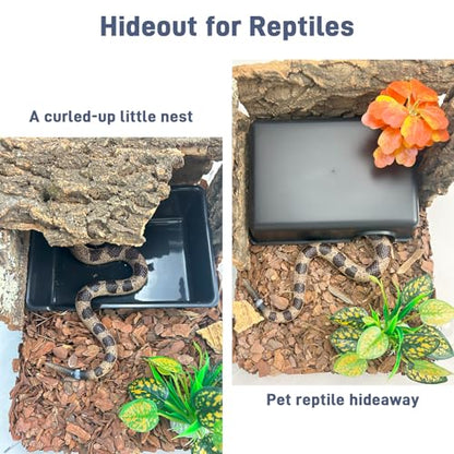 2 Pcs Humid Hideout Cave for Reptiles, Snake Hide for Ball Pythons, Gecko Hide, Leopard Geckos, Bearded Dragons,Compact Terrarium Decor with Easy-Clean Design (9.5"x6.7"x2.2" Large) - size: Large (2 Count)