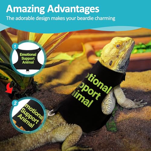 Bearded Dragon Lizards Clothes with Leash Set - Cute Lizard Reptile Small Animal Adjustable Harness Clothes for Walking Outdoor Security Costume Photo Prop(Green - color: Green