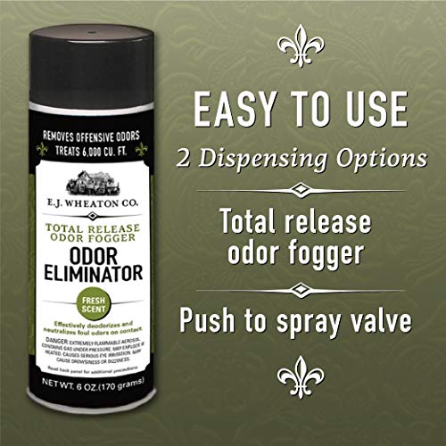 E.J. Wheaton Odor Eliminator, Total Release Odor Fogger, 3 Pack, Effectively Deodorizes and Neutralizes Foul Odors on Contact, Fresh Scent (6 OZ)