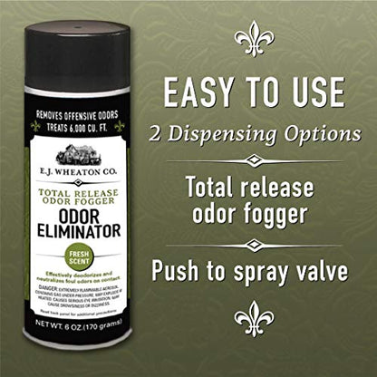 E.J. Wheaton Odor Eliminator, Total Release Odor Fogger, 3 Pack, Effectively Deodorizes and Neutralizes Foul Odors on Contact, Fresh Scent (6 OZ)