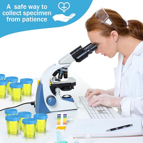 Geiserailie 200 Pcs Disposable Specimen Cup Urine Pee Cups for Testing 4oz Specimen Container with Leak Proof Screw on Lids for Safe Urinalysis Pee Stool Sample Collection Analysis (Blue) - color: Blue